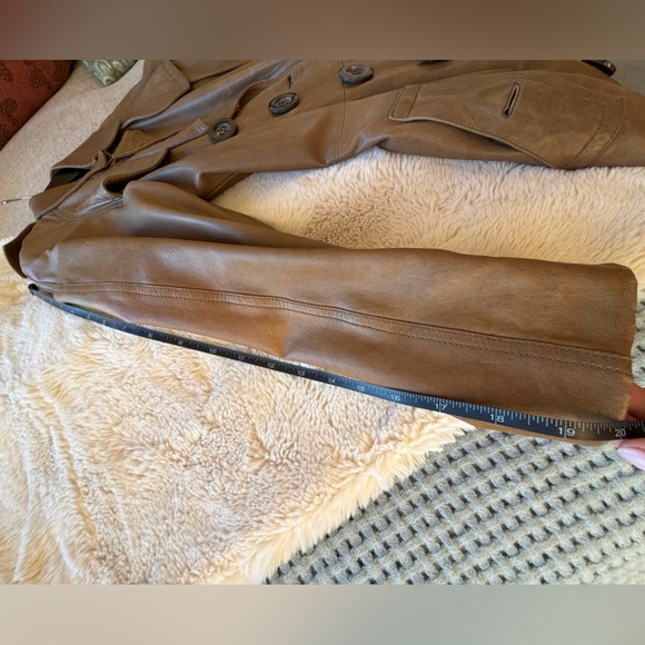 Burberry Leather Trench Double-Breasted Coat - Picture 8 of 9